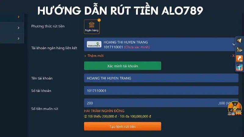 Hướng dẫn rút tiền nhanh về tài khoản